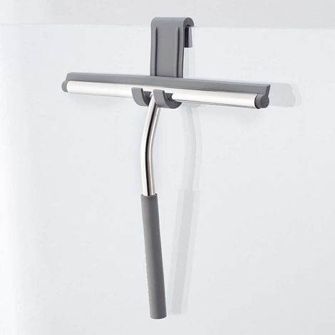Raclette de douche en acier inoxydable de qualité supérieure, sans Perçage, raclette de douche en siliCône pour miroirs, fenêtres, nettoyage du verre - Gris-Fei Yu (1/5)