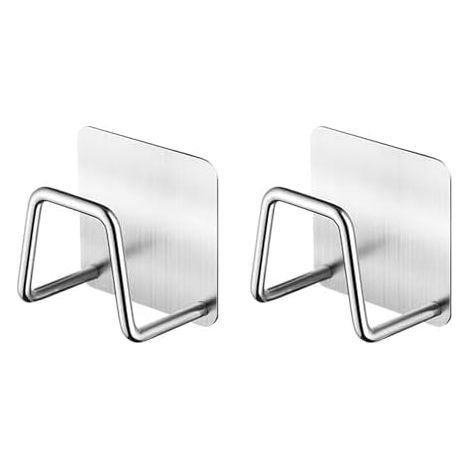 CSPARKV 5x3.5x5cm 2 pièces Porte-éponge cuisine, Evier de cuisine Porte-éponge Crochet étanche, Accessoires de cuisine pour le rangement et l'égouttage domestique (Argent) (1/5)