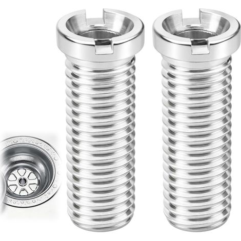 Lot de 2 vis creuses pour évier M12 x 35 mm - Vis de raccordement en acier inoxydable pour bonde à panier - Idéal comme accessoires d'évier et pièce de rechange universelle - Argenté (1/5)