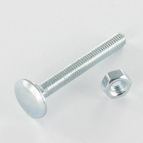 Boulon (vendu avec Ecrou) TRCC JAPY tête ronde collet carré M6X25 Filetage total Acier zingué-1 pièce