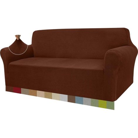 Housse de canapé Moderne en Tissu Jacquard élastique pour Le Salon Protection pour Chiens et Animaux domestiques (3 Places, café) (1/4)