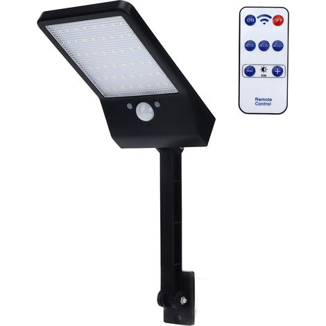 Applique murale solaire extérieure 48 LED avec détecteur de mouvement, idéale pour la sécurité, garage, clôture, terrasse, porche et jardin. Coque noire. (1/5)