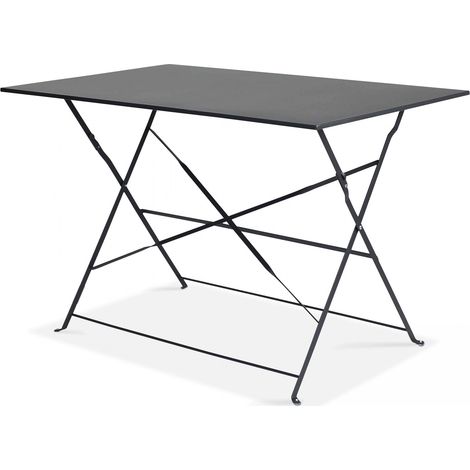 Oviala – Table de jardin pliante en acier thermolaqué – 4 places – Plateau rectangulaire 110x70cm – Résistante aux intempéries – Aucun montage