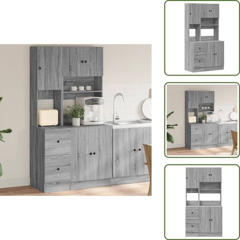 Küchenregal - vidaXL Küchenschrank Grau Sonoma 95x50x180 cm Holzwerkstoff - Stauraum (1/5)