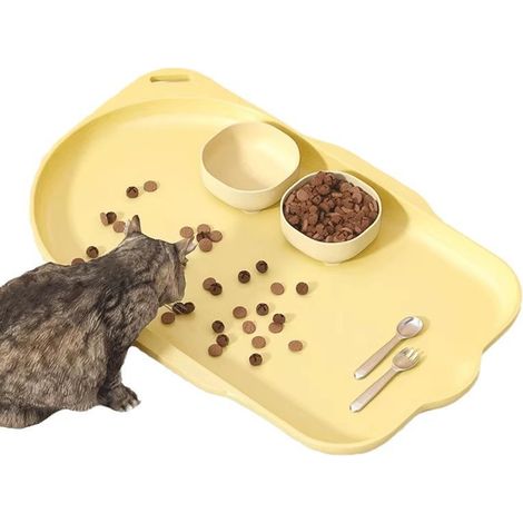 Filiyano-Tapis pour gamelle d'animaux, plateau anti-déversement, tapis imperméable pour gamelle de chiens et chats, facile à nettoyer, 50 x 32 x 3 cm