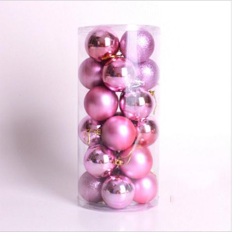 Décorations de Noël transfrontalières, lot de 24 boules de Noël rondes de 3/4/5/6/7/8 cm, pendentif de Noël rose en gros (3 cm, 24 pièces). (1/5)