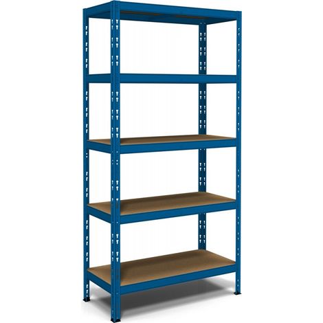 Scaffalatura in Metallo Scaffale Blu ad Incastro 180 cm con 5 Ripiani (1/2)