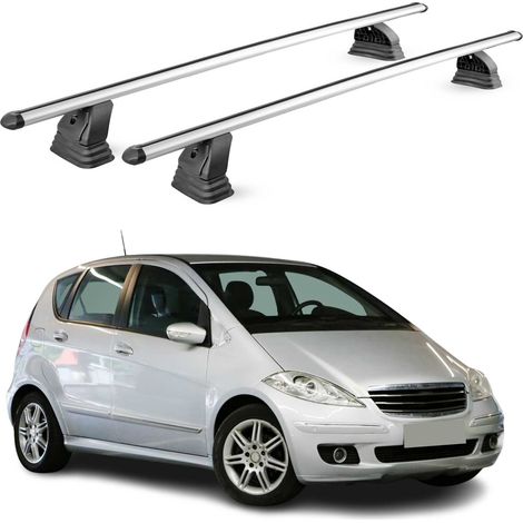 OMAC Barres de toit transversales en aluminium pour Mercedes Classe A W169 2004-2012 – TÜV / DIN 75302:2019 – Antivol inclus – Charge max 75 kg – 2 barres – Gris (1/5)