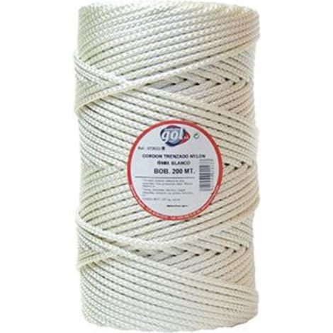 WURKO cuerda trenzada nylon 5 mm 200mt rollo , Cuerda trenzada de nylon granete de 5mmMultifilamento poliamida alta tenacidad con protección solarBobina de 200 metrosCo (1/2)