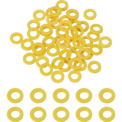 50 Pcs Rondelles Plates En Nylon 4mm ID 8mm OD 1mm Épais Jaune (1/5)
