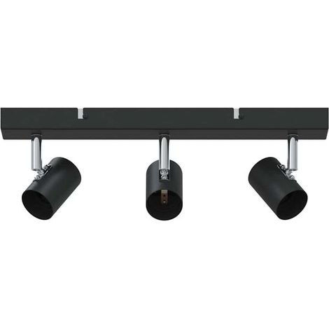 Spot de plafond noir, dimensions : 38 x 6,5 x 11,5 cm, matériau métallique. (1/5)