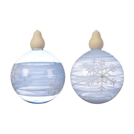 Pallina da Appendere con Fiocchi di Neve Blu 10 cm. Pezzo Singolo