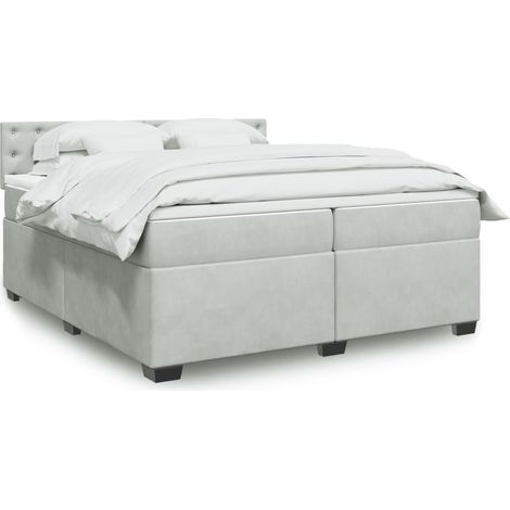 vidaXL Sommier à lattes de lit et matelas Gris clair 200x200cm Velours
