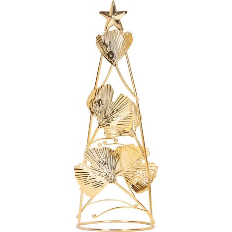 chandeliers en forme de sapin de Noël, petits, ronds, dorés, en fer, avec des feuilles d'abricotier, pour la décoration de table (1/5)