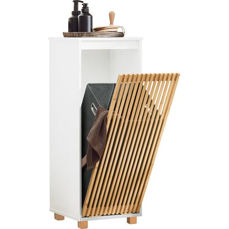 Cesto para Ropa Sucia Armario Multifuncional de Baño Mueble de Suelo con 1 Cesto Blanco 32 x 33 x 85 cm BZR126-W SoBuy ES (1/5)