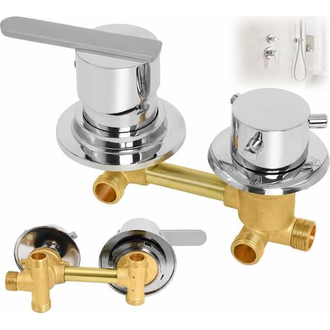 Thermostatic Shower Mixer Tap 3 Ways, Distance 10 cm, Brass (1/5)