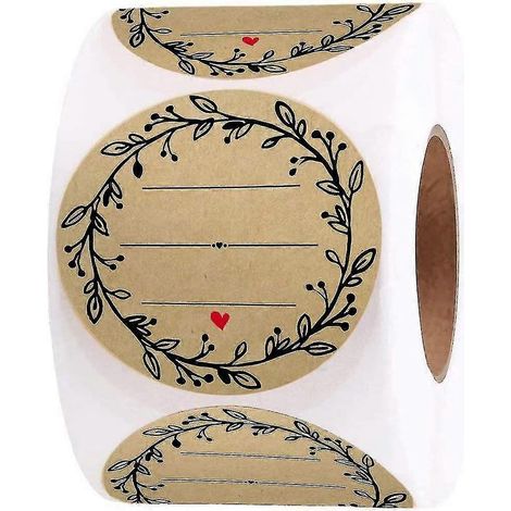 Guirlandes de 5 cm de large avec 3 lignes de texte (500 étiquettes par rouleau), étiquettes en papier kraft brun naturel pour boîtes de conserve, détaillants, loisirs créatifs et organisation. (1/5)