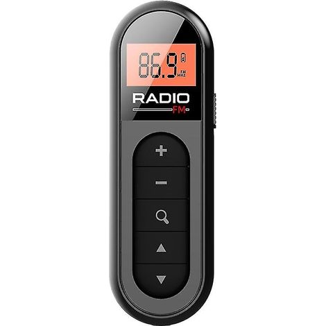 Mini radio FM de poche rechargeable, portable, 76-108 MHz, avec écran LCD rétroéclairé et câble. (1/5)