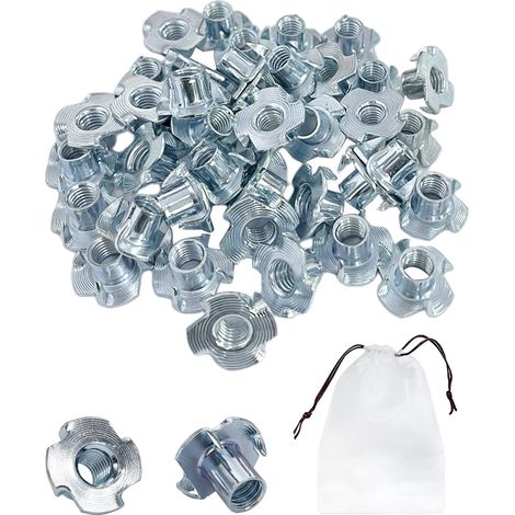 60pcs Écrous de Compression Écrous à Choc en Acier au Carbone Douilles à Enfoncer Idéal pour Professionnels et Amateurs (Argent) (m811mm) (1/5)