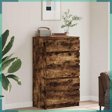 823021 Commode Chêne fumé 60x36x103 cm Bois d'ingénierie (1/5)