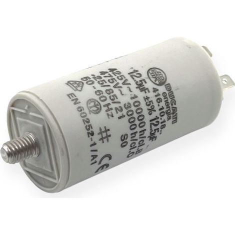 Ducati Energia – Condensateur permanent 12,5µF à cosses Faston 6,3mm – Ø36x70mm – Homologué VDE EN60252-1 – Pour moteurs électriques 220V (1/3)