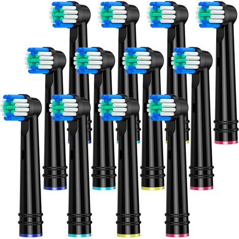 Tête de brosse de remplacement pour oral B, têtes de brosse à dents électrique pour oral B, Precision Clean Brush Heads Fit for Pro, Vitality Smart Genius Series, 12 pièces, Noir, EB17-P (1/5)
