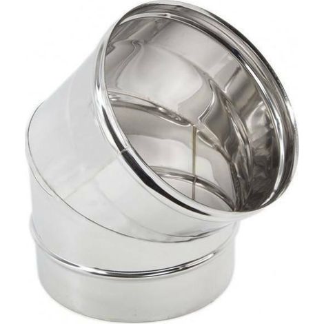 CURVA PER STUFA IN ACCIAIO INOX 304 A 45 DA 130 MM