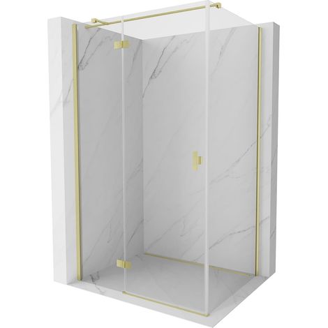 Mexen Mist-H T cabina de ducha abatible izquierda 110 x 70 cm, transparente, dorado cepillado - 8A5T-110-070-55-00-L (1/5)