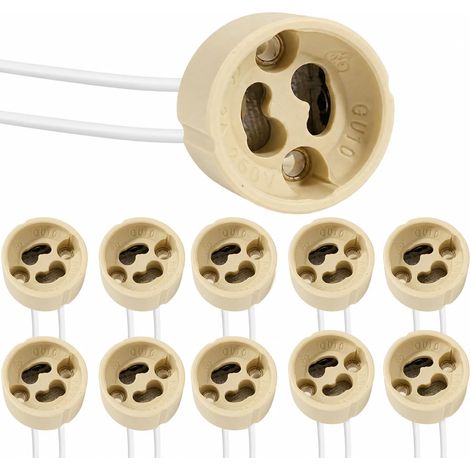 10 Douilles GU10 en Céramique,Fil Silicone 15 cm 0,5 mm²,Douille GU10 Résistance 600°C, Max 250V 300W, pour Ampoules LED ou Halogènes, Lampe pour Rail, Spot Encastré Douille Lampe (1/5)