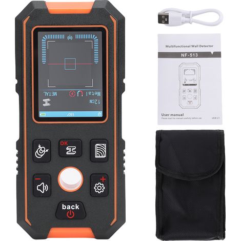 Rilevatore di montanti a parete 3 in 1 per legno nascosto, cavi elettrici metallici, schermo LCD a colori da 2,4", rilevamento preciso della profondità, batteria ricaricabile – Edilizia, ristrutturazi (1/5)