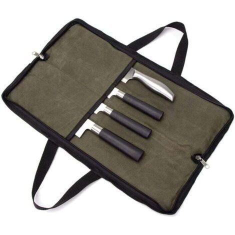 Sacoche à Couteau De Cuisine Etui À Couteaux Vide Porte Couteaux Sac à Couteaux pour Travail Camping Randonné Pique-Nique (Sac sans Couteaux) Vert