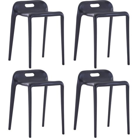 Tabourets empilables 4 pcs Noir Plastique (1/5)