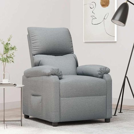 Fauteuil inclinable manuel 3 positions en tissu gris clair 70,5 x 90 x 100 cm - PANGIVO (1/5)