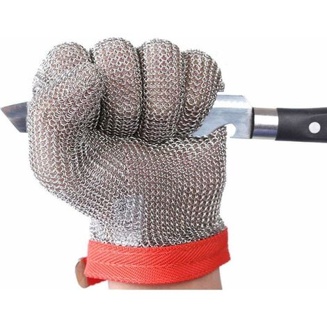 XS (1 Stück) Schnittfeste Sicherheitshandschuhe aus Mesh-Edelstahl für Schneidearbeiten GL08