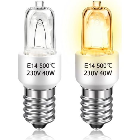 Ampoule Four 40W 500 degré E14 230V Dimmable Blanc Chaud 2800K, Résistante à la Chaleur 500℃, Ampoule E14 pour Four, Micro-ondes, Hotte Aspirante, Lampe au Sel, Lot de 2 (1/5)