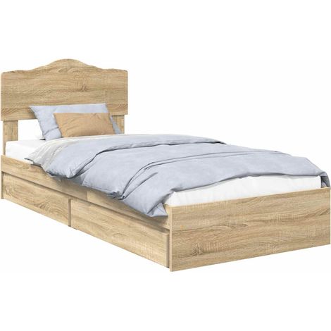 Aufbewahrungsbett Sonoma-Eiche 70 x 190 cm Holzwerkstoff vidaXL