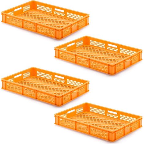 BRB 4 Transportbehälter für Backbleche, LxBxH 655 x 450 x 120 mm, orange, durchbrochen