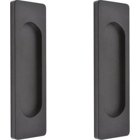 Set of 2 self-adhesive rectangular sliding door handles made of aluminum alloy, no drilling required, for barn doors, cupboard windows (matte black, 100 mm) (1/4)
