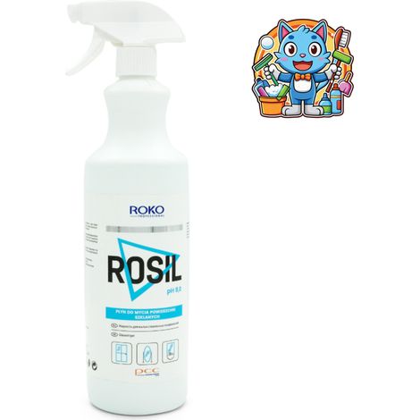 Soft Roko Professional Rosil detergente per vetri in flacone da 1 litro + adesivo con gattino incluso nel kit di pulizia (1/5)