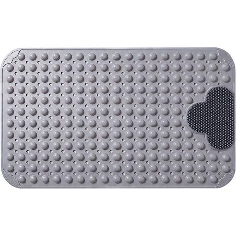 50 x 80 cm Gris Tapis de Douche Antidérapant, PVC Tapis de Douche Antidérapant, Espace Massage Pieds, Douche Antidérapant avec Ventouses et Trous de Drainage, pour la Salle de Bains (1/5)