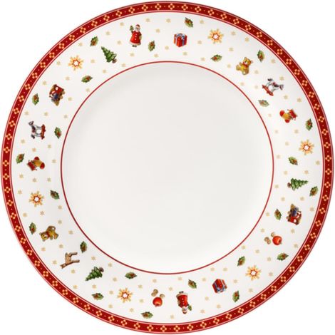 Assiette Plate Rouge et Blanc, Garanti Lave-Vaisselle, Compatible Micro-Ondes, Vaisselle, Article de Noël, Décoration Noël Table, Porcelaine Haut de Gamme (1/5)