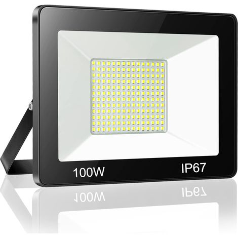 Projecteur LED Exterieur 100W, 10000LM 6500K Blanc Froid Spot LED Extérieur, IP67 Imperméable Luminaire Pour Patio, Terrasse, Jardin, Garage, Usine (1/5)