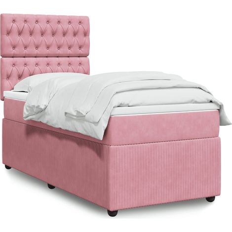 Cama box spring con colchón terciopelo rosa 80x200 cm vidaXL (1/5)