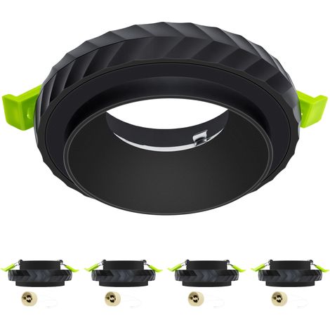 Lot de 4 Spot Encastrable GU10 2-en-1, Cadre de Spot Encastrable Aluminium Noir avec Douille GU10, Design Anti-éblouissement Effet Cratère, Trou de Perçage Ø64–82mm, pour Salon Salle de Bain (1/5)