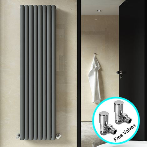 ELEGANT Vertical Designer Radiator Oval Column Radiator 1800x480mm Anthracite Double Central Heating + Free Valves (1/5)