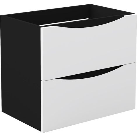 Unterschrank Badmöbel Badschrank Waschbeckenunterschrank 50cm Mattschwarz+Mattweiß TYP2