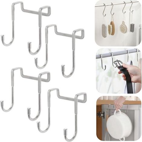 Crochets de meuble en inox lot de 4 - patères doubles 6,5 x 7,5 cm, argent (1/5)