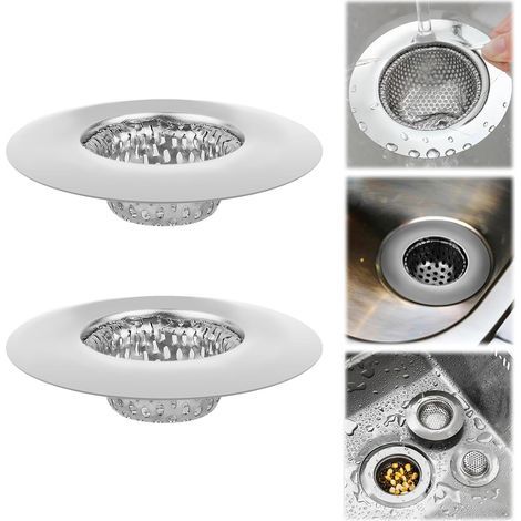 Set da 2 filtri per lavandino del bagno - Trappola per capelli in acciaio inox per scarichi di piatti doccia, lavabi e vasche da bagno, tappo filtro per lavabo, 5,5 cm (1/5)