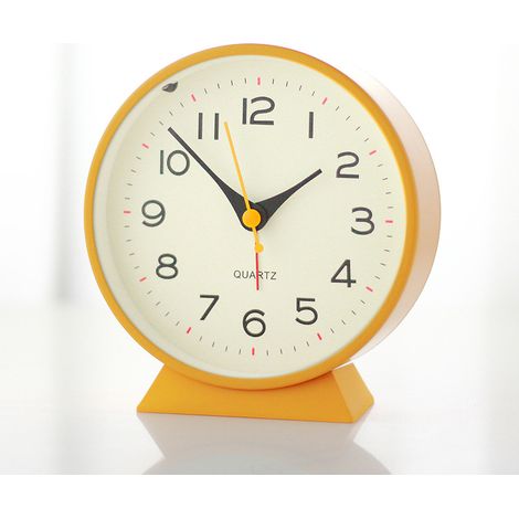 Montre analogique vintage, sans tic-tac, métal/ABS, orange (1/4)