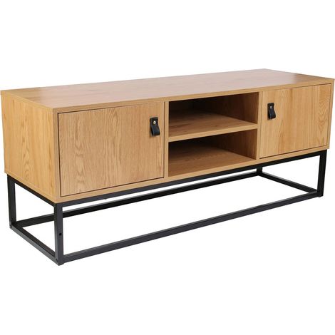 The Home Deco Factory – Meuble TV en bois et métal – 2 portes et 2 niches – Dimensions L. 117 x l. 39 x H. 48 cm – Poids 21 kg (1/5)